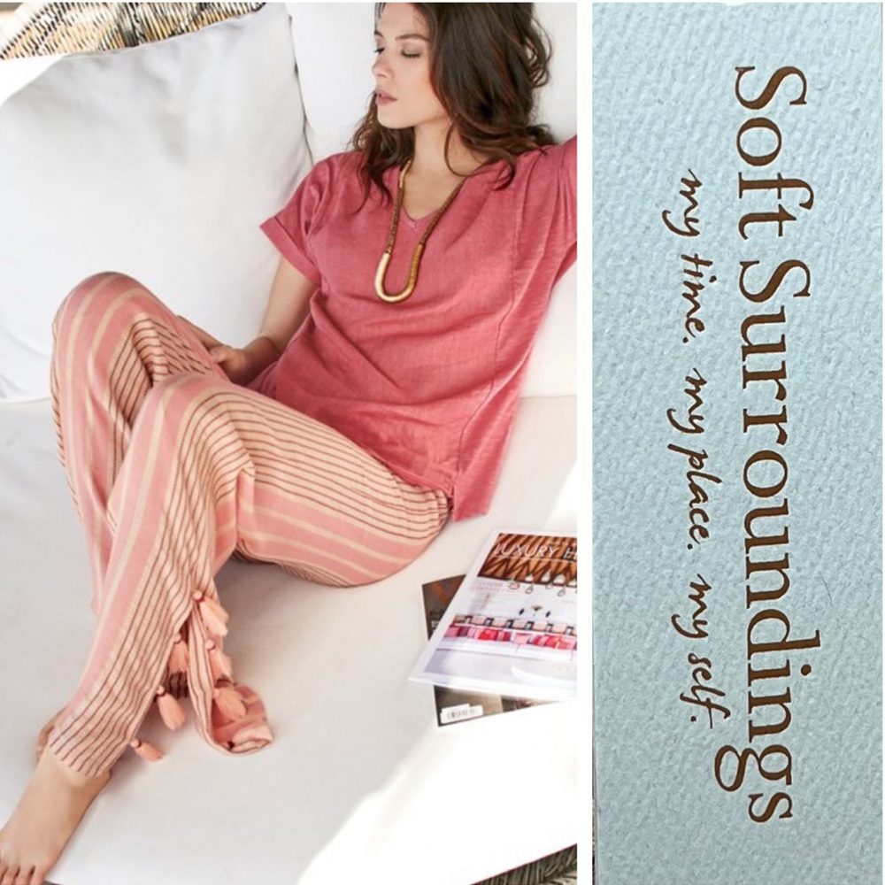 SOFT SURROUNDINGS NWT TALAMANCA WIDE LEG PANTS 1X CREAM CORAL